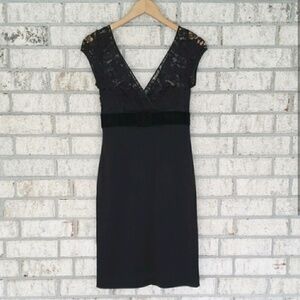 Banana Republic Black Lace Lined Triacetate Sheath Dress Size 8